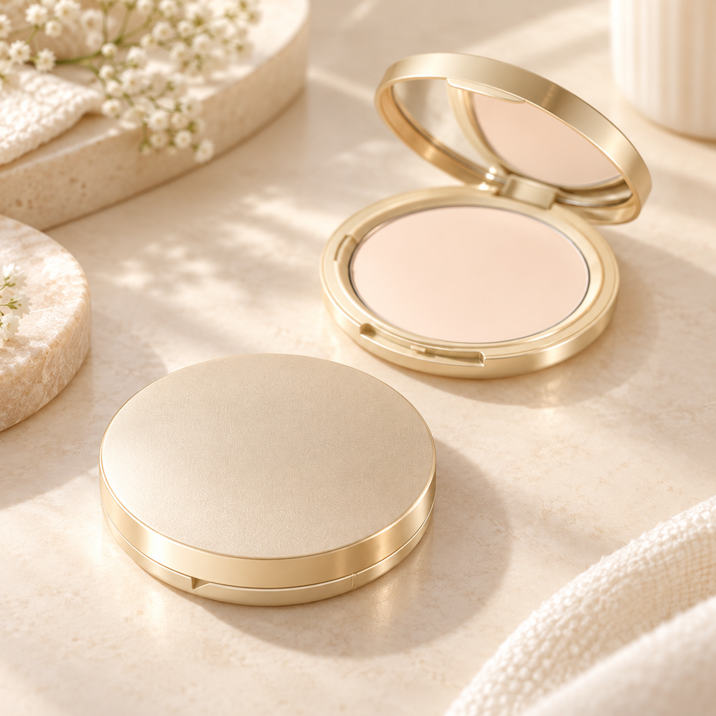 ✨ Soft Focus Setting Powder | Blurring Face Powder | Smooth Matte Finish | Lightweight Makeup Setting Powder | Elegant Gold Compact
