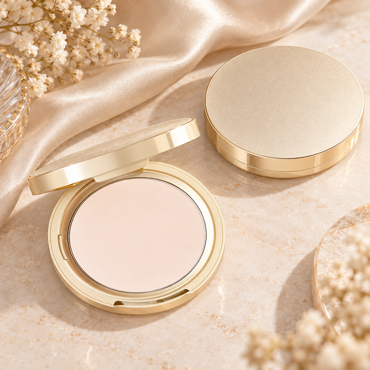✨ Soft Focus Setting Powder | Blurring Face Powder | Smooth Matte Finish | Lightweight Makeup Setting Powder | Elegant Gold Compact