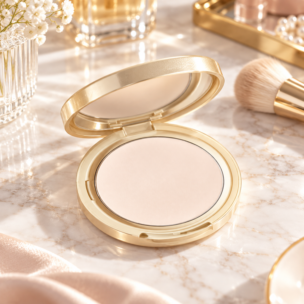 ✨ Soft Focus Setting Powder | Blurring Face Powder | Smooth Matte Finish | Lightweight Makeup Setting Powder | Elegant Gold Compact