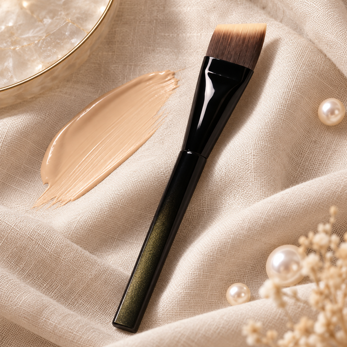 💄 Angled Foundation Brush | Flat Top Makeup Brush | Precision Liquid Foundation Applicator