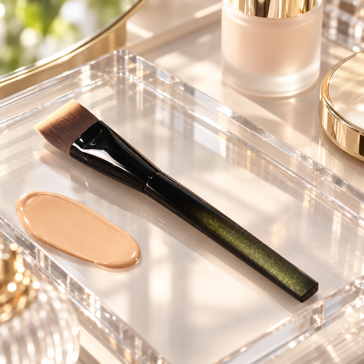 💄 Angled Foundation Brush | Flat Top Makeup Brush | Precision Liquid Foundation Applicator
