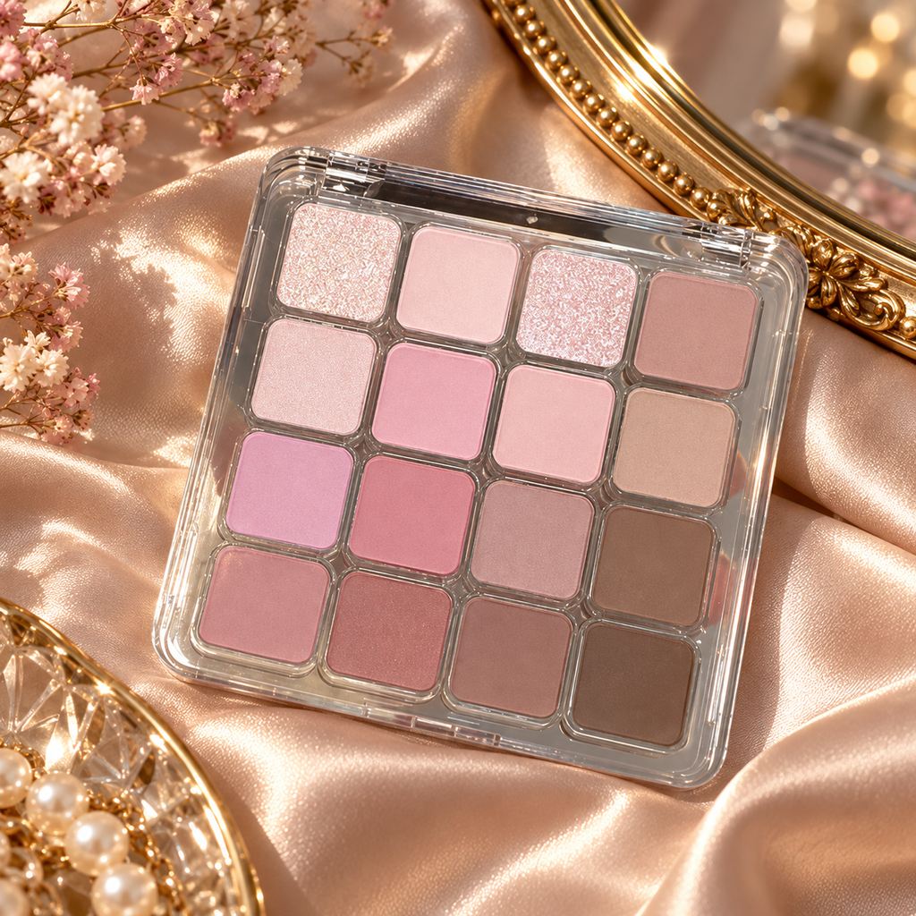 🎨 16-Color Eyeshadow Palette | Pink & Nude Eye Makeup | Matte & Shimmer Shades
