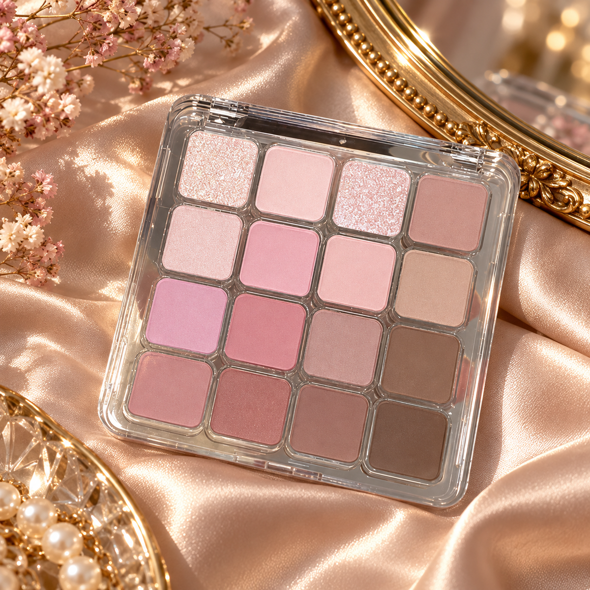 🎨 16-Color Eyeshadow Palette | Pink & Nude Eye Makeup | Matte & Shimmer Shades