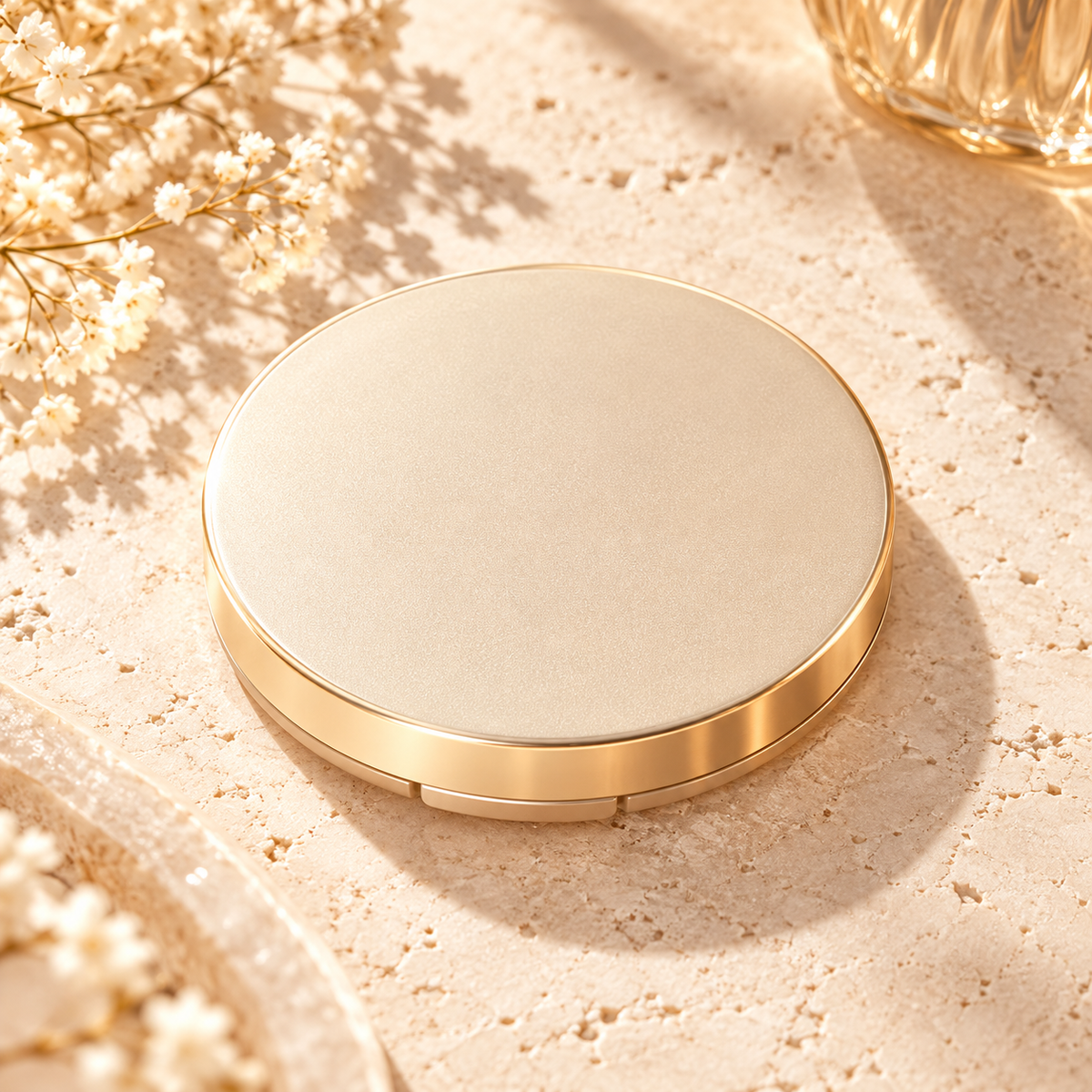 ✨ Soft Focus Setting Powder | Blurring Face Powder | Smooth Matte Finish | Lightweight Makeup Setting Powder | Elegant Gold Compact